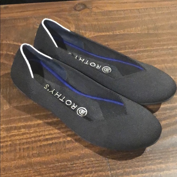 Rothy's Shoes - Rothy’s Round Toe Black Flats w/ white halo size 7